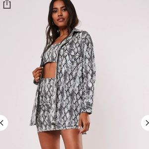 white snake print co oversized faux leather shirt